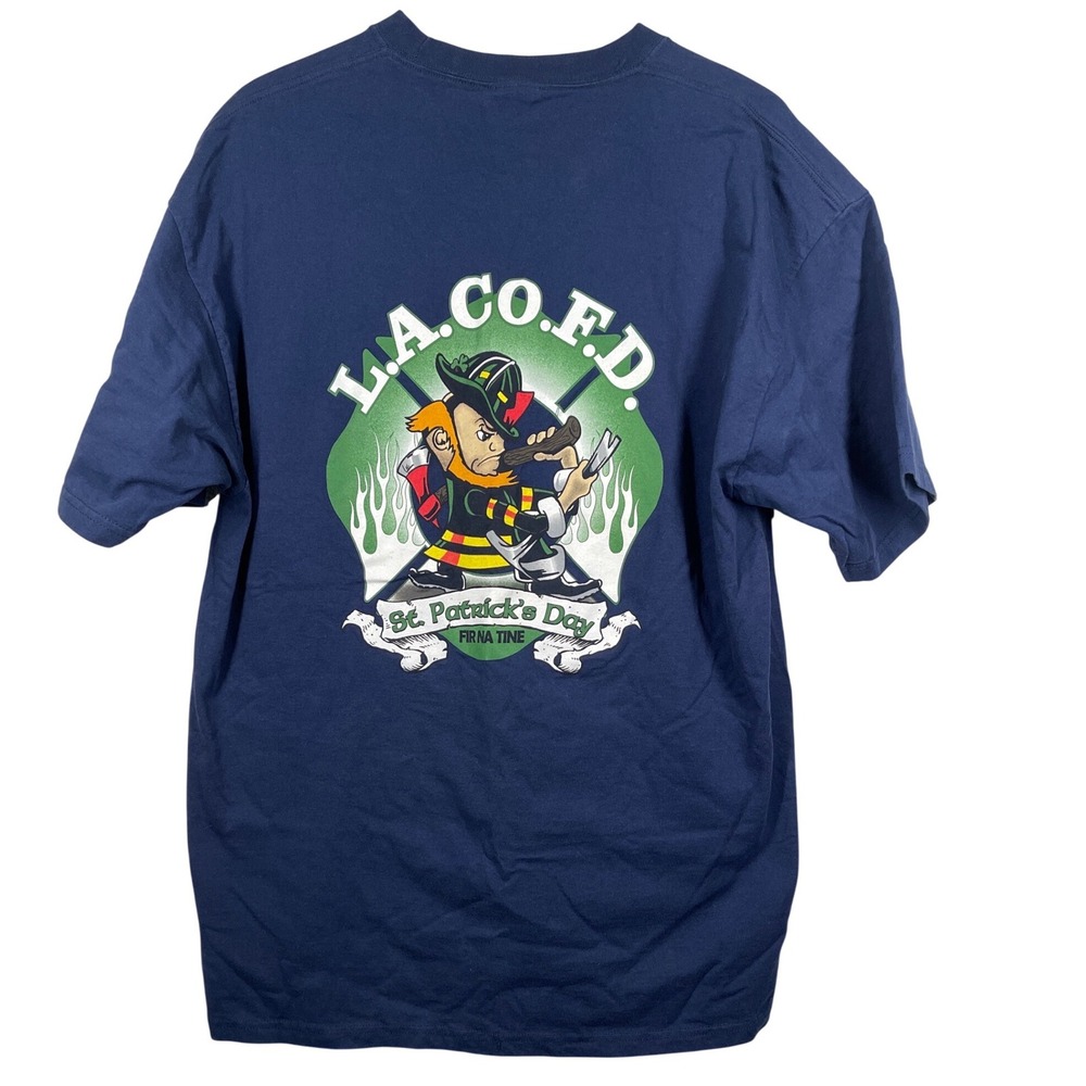 LA County FD St Patricks Day Firefighter T-Shirt Navy Blue XL